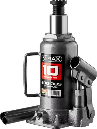Домкрат гидравлический бутылочный, 10т, 200-385 мм, MIRAX 43260-10 43260-10 купить в Губкинске