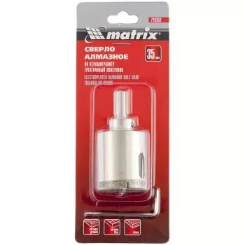 Сверло алмазное по керамограниту 35 х 67 мм 3-гранный хвостовик MATRIX 726353 купить в Губкинске