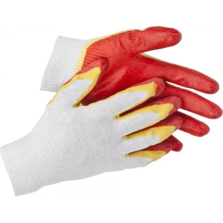 Перчатки STAYER &quot;МASTER&quot; трикотажные, двойная обливная ладонь из латекса, х/б, 13 класс, S-M 11409-S купить в Губкинске