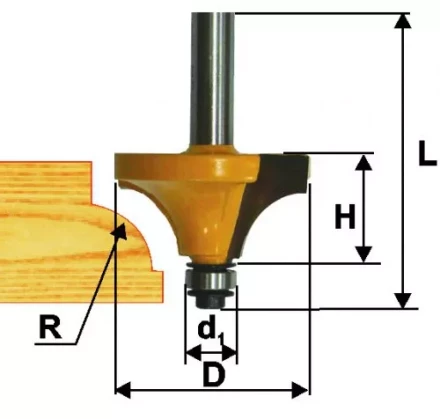 Фреза кром. калевочная ф25,4х10,5мм R6,3мм хв. 8мм Энкор 46247 купить в Губкинске