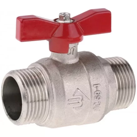 Кран ЗУБР шаровой 3/4&quot; полнопроходной &quot;папа-папа&quot;, бабочка, никелированная латунь 51355-N-3/4 купить в Губкинске