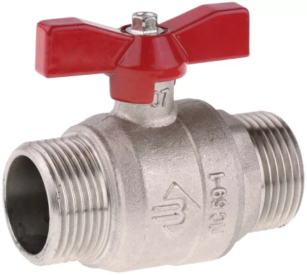 Кран ЗУБР шаровой 3/4&quot; полнопроходной &quot;папа-папа&quot;, бабочка, никелированная латунь 51355-N-3/4 купить в Губкинске