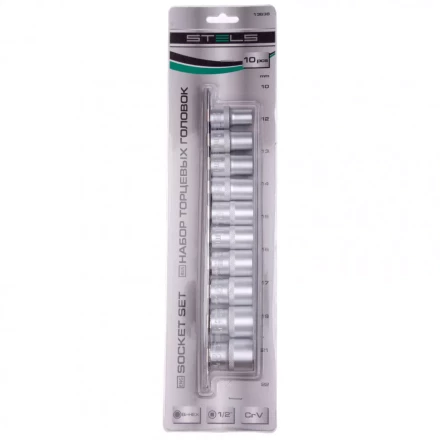 Набор торцевых головок 1/2 двенадцатигранные CrV 10 шт 10-24 мм Stels 13638 купить в Губкинске