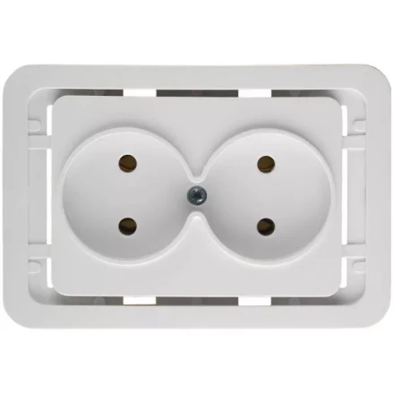 Розетка СВЕТОЗАР &quot;ГАММА&quot; двойная, цвет белый, 16А/~250В SV-54102-W купить в Губкинске