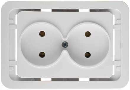 Розетка СВЕТОЗАР &quot;ГАММА&quot; двойная, цвет белый, 16А/~250В SV-54102-W купить в Губкинске