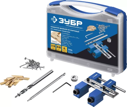 ЗУБР два отверстия, регулируемый кондуктор для глухих отверстий, Профессионал (30081) купить в Губкинске