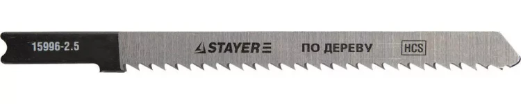 Полотна STAYER "PROFI", U101BR, для эл/лобзика, HCS, по дереву, фанере, ламинату, обратн. рез, US-хвост., шаг 2,5мм, 75мм, 2шт 15996-2.5_z01 купить в Губкинске
