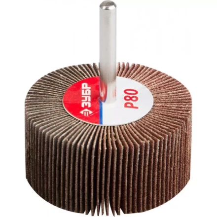 Круг шлифовальный ЗУБР &quot;МАСТЕР&quot; веерный лепестковый, на шпильке, тип КЛО, зерно-электрокорунд нормальный, P80, 30х60мм 36602-080 купить в Губкинске