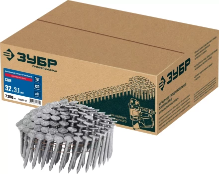 ЗУБР CRN 32 х 3.1 мм, барабанные гвозди кровельные оцинкованные, 7200 шт (305385-32) купить в Губкинске