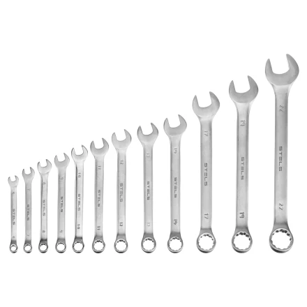 Набор ключей комбинированных Stels 15421, 6-22 мм, 12 шт, CrV, матовый хром купить в Губкинске