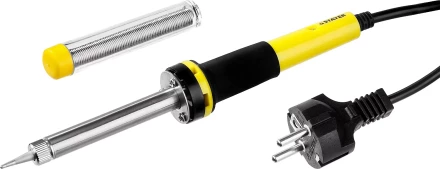 Паяльник PROTerm с двухкомпонентной рукояткой, в комплекте с припоем и подставкой, жало - конус, STAYER Professional 55300-40, 40 Вт 55300-40 купить в Губкинске