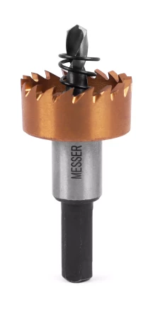 HSS-TiN коронка MESSER  27мм с центр. сверлом и толкающей пружиной для  лист. материала  до 2 мм ц/х купить в Губкинске