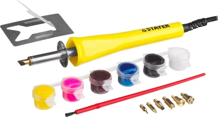 Прибор STAYER &quot;MASTER&quot; для выжигания с набором насадок 7шт и красками 45220 купить в Губкинске