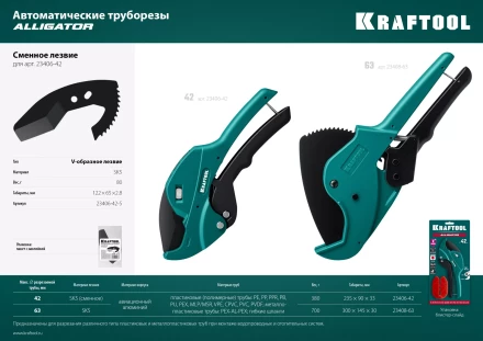 KRAFTOOL Alligator-42. Труборез для металлопластиковых труб 2-в-1 23406-42 купить в Губкинске