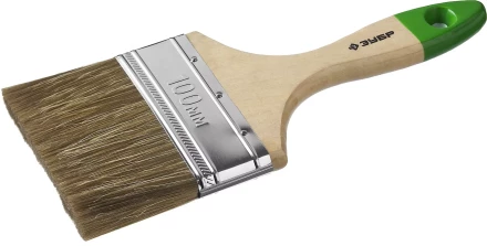 Кисть плоская  ЗУБР &quot;ЛАЗУРЬ-МАСТЕР&quot;, смешанная щетина, деревянная ручка, 100мм 4-01009-100 купить в Губкинске