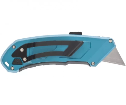 Нож 130 мм алюм. корпус выдв. трапец. лезвие 18 мм SK-5 клипса для ремня + 4 лезвия GROSS 78899 купить в Губкинске