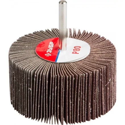 Круг шлифовальный ЗУБР &quot;МАСТЕР&quot; веерный лепестковый, на шпильке, тип КЛО, зерно-электрокорунд нормальный, P80, 40х80мм 36604-080 купить в Губкинске