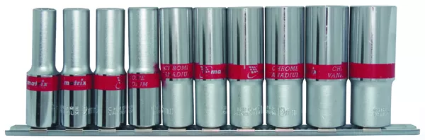 Набор удлиненных торцевых головок 1/2",  6-ти гр., CrV, 10шт., 10-22мм Matrix 13590 купить в Губкинске