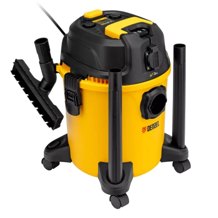 Пылесос строительный RVC20, 1400 Вт, бак 20 л, шланг 3 м, розетка с автосинхр. Denzel 28202 купить в Губкинске