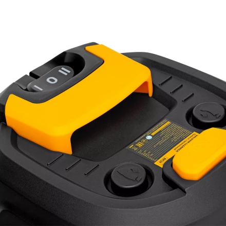 Пылесос строительный RVC20, 1400 Вт, бак 20 л, шланг 3 м, розетка с автосинхр. Denzel 28202 купить в Губкинске