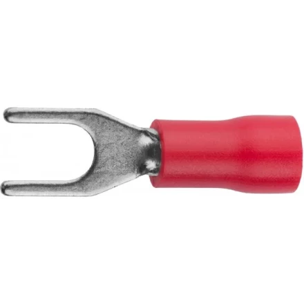 Наконечник СВЕТОЗАР для кабеля,изолированный,с вилкой,красный,вн. d 4,3мм,под болт 6мм,провод 0,5-1,5мм2,19А,10шт 49420-15 купить в Губкинске