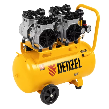 Компрессор безмасляный, малошумный Denzel DLS 2200/50, 2200 Вт, 2x1100, 50 л, 380 л/мин купить в Губкинске