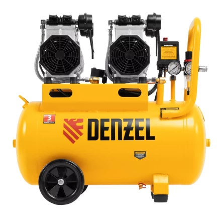 Компрессор безмасляный, малошумный Denzel DLS 2200/50, 2200 Вт, 2x1100, 50 л, 380 л/мин купить в Губкинске