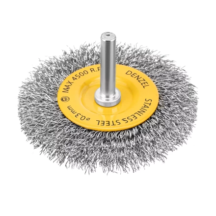 Щетка для дрели, 75 мм, Плоская, со шпилькой, нержавеющая витая проволока Denzel 744603 купить в Губкинске