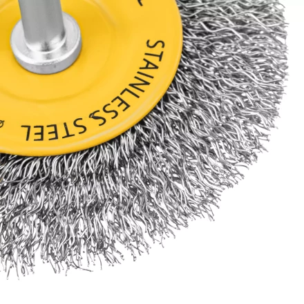Щетка для дрели, 75 мм, Плоская, со шпилькой, нержавеющая витая проволока Denzel 744603 купить в Губкинске