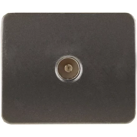 Розетка СВЕТОЗАР &quot;ГАММА&quot; телевизионная, без вставки и рамки, цвет темно-серый металлик SV-54115-DM купить в Губкинске