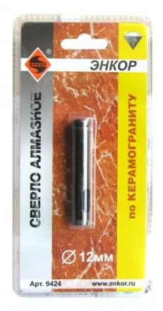 Сверло алмазное по керамограниту ф 12 мм мокр. рез Энкор 9424 купить в Губкинске