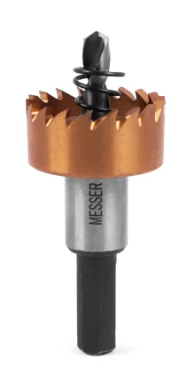 HSS-TiN коронка MESSER  28мм с центр. сверлом и толкающей пружиной для  лист. материала  до 2 мм ц/х купить в Губкинске