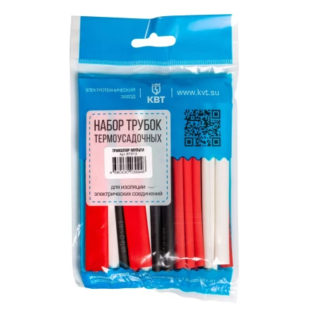 Набор цветных термоусадочных трубок КВТ Триколор Мульти с коэффициентом усадки 2:1 (87313) купить в Губкинске
