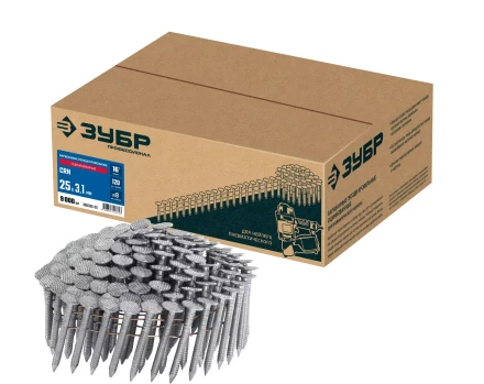 ЗУБР CRN 25 х 3.1 мм, барабанные гвозди кровельные оцинкованные, 9000 шт (305385-25) купить в Губкинске