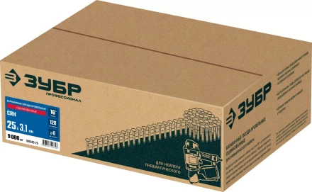 ЗУБР CRN 25 х 3.1 мм, барабанные гвозди кровельные оцинкованные, 9000 шт (305385-25) купить в Губкинске