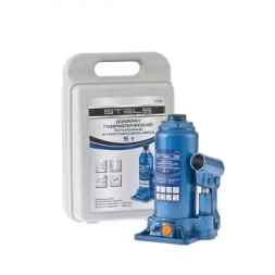 Домкрат гидравлический бутылочный 5 т h подъема 197–382 мм в пластиковом кейсе STELS 51126