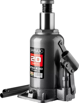 Домкрат гидравлический бутылочный, 20т, 230-430 мм, MIRAX 43260-20 43260-20 купить в Губкинске