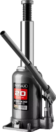 Домкрат гидравлический бутылочный, 20т, 230-430 мм, MIRAX 43260-20 43260-20 купить в Губкинске