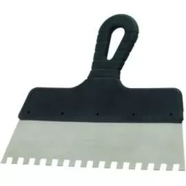 Шпатель из нержавеющей стали 150 мм зуб 6х6 мм пластмассовая ручка Россия 85115 купить в Губкинске