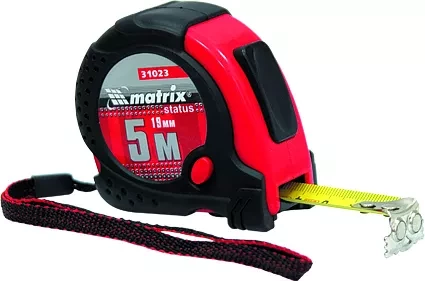 Рулетка Status magnet fixation 5 м х 19 мм обрезиненный корпус зацеп с магнитом  MATRIX 31023 купить в Губкинске