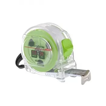 Рулетка Кварц, прозрачный корпус, амортизатор, 7,5 м х 25 мм  СИБРТЕХ 32523 купить в Губкинске