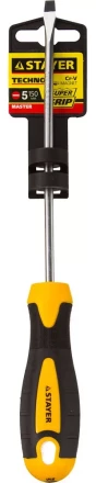 Отвертка STAYER &quot;MASTER&quot; &quot;ТECHNO&quot;, двухкомпонентная рукоятка, магнитный наконечник, Cr-V, SL5,0x150мм 2507-05-15_z02 купить в Губкинске