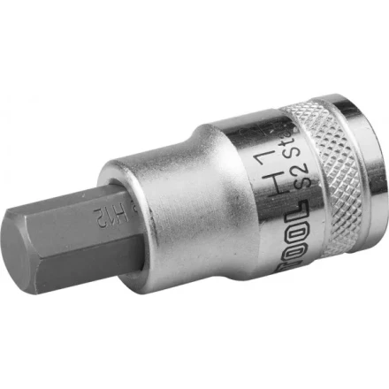 Торцовая бита-головка KRAFTOOL &quot;INDUSTRIE QUALITAT&quot;, материал S2, HEX, сатинированная, 1/2&quot;, H12 27908-12_z01 купить в Губкинске