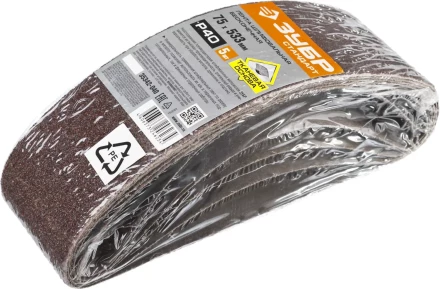 ЗУБР 75х457 мм, P40, лента шлифовальная СТАНДАРТ, для ЛШМ, 5 шт. (35342-040) купить в Губкинске