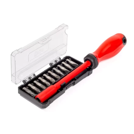 Диэлектрическая отвертка КВТ VDE НИО-2210 со сменными битами S2, профиль SL, PH, PZ, 10 шт. (88928) купить в Губкинске