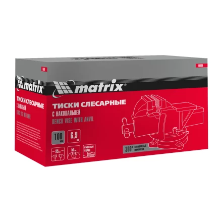 Тиски слесарные, 100 мм, поворотные, с наковальней// Matrix 18600 купить в Губкинске