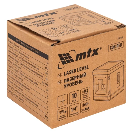 Лазерный уровень MTX XQB RED Basic SET, 10 м, красный луч, батарейки, резьба 1/4&quot; 35018 купить в Губкинске