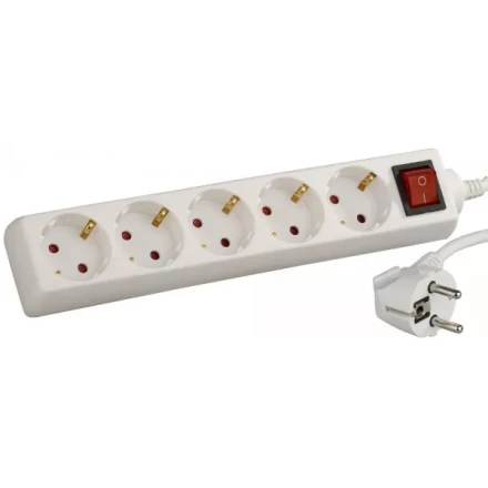 Удлинитель СВЕТОЗАР электрический с заземлением и выключателем, с защитными шторками, евро, 5 гнезд,3м SV-55055-3 купить в Губкинске