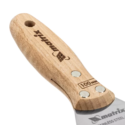 Шпательная лопатка из нержавеющей стали, 100 мм, буковая рукоятка, EFP Matrix 85617 купить в Губкинске