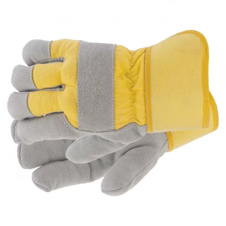 Перчатки спилковые комбинированные усиленные утолщенные размер XL Сибртех 67903 купить в Губкинске